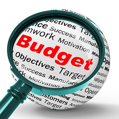 Image showing Budget Magnifier Definition Shows Financial Management Or busine