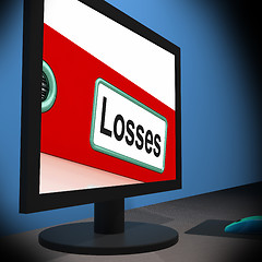 Image showing Losses On Monitor Shows Financial Crisis