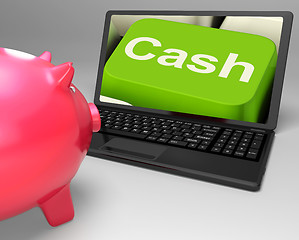 Image showing Cash Key On Laptop Showing Money Savings