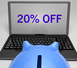 Image showing Twenty Percent Off On Notebook Shows Sellouts