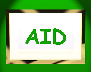 Image showing Aid On Screen Shows Assist Aiding Help Or Relief