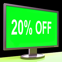 Image showing Twenty Percent Off Monitor Means Discount Or Sale Online\r