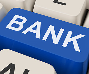 Image showing Bank Key Shows Online Or Internet Banking