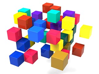 Image showing Exploding Blocks Shows Scattered Puzzle