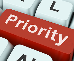 Image showing Priority Key Means Greater Importance Or Primacy