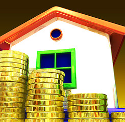 Image showing Coins Around House Shows Home Savings