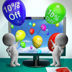 Image showing Balloons From Computer Showing Sale Discount Of Ten Percent