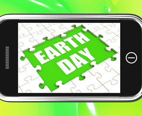 Image showing Earth Day Tablet Shows Environmentally Friendly Sustainable And 