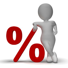 Image showing Percent Sign With 3d Man Showing Percentage Or Discount 