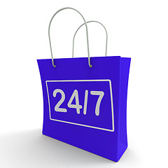 Image showing Twenty Four Seven Shopping Bag Shows Open 24/7