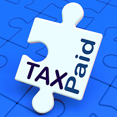 Image showing Tax Paid Puzzle Shows Duty Or Excise Payment
