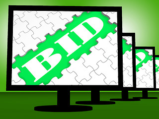 Image showing Bid On Monitors Shows Bidder Bidding Or Auction 