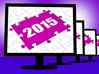 Image showing Two Thousand And Fifteen On Monitors Shows Year 2015 Resolution