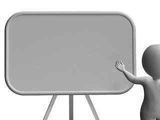 Image showing Character With Blank Signboard Allows Message Or Presentation