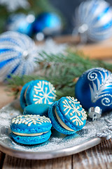 Image showing Cakes with decoration in the form of snowflakes.