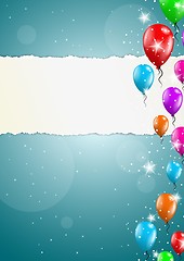 Image showing flying balloons with blank paper