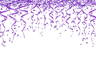 Image showing violet confetti and ribbons