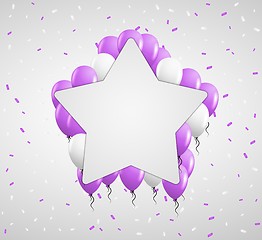 Image showing star badge and violet balloons