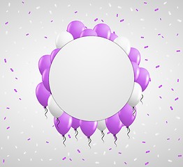 Image showing circle badge and violet balloons