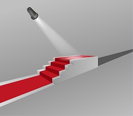 Image showing stairs with red carpet and light