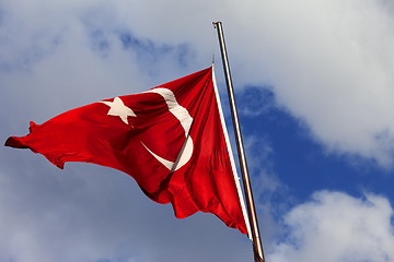 Image showing Turkish flag on flagpole