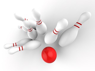 Image showing Bowling Strike Showing Skittles Game Success