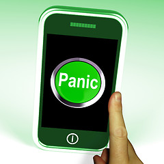 Image showing Panic Smartphone Means Anxiety Distress And Alarm