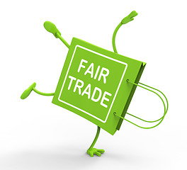 Image showing Handstand Fairtrade Shopping Bag Shows Fair Trade Product Or Pro