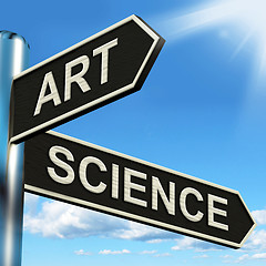 Image showing Art Science Signpost Means Creative Or Scientific