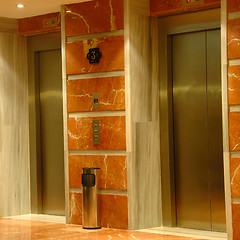 Image showing Elevator doors in modern hotel