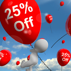 Image showing Balloon With 25% Off Showing Discount Of Twenty Five Percent