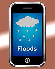 Image showing Floods On Phone Shows Rain Causing Floods And Flooding