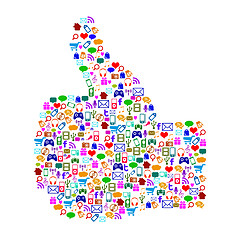 Image showing Thumbs Up Icons Shows Follow Apps And Internet Symbols