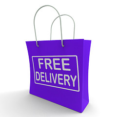 Image showing Free Delivery Shopping Bag Showing No Charge Or Gratis To Delive