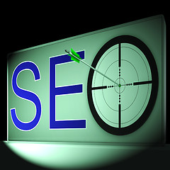 Image showing Seo Target Shows Search Engine Optimization And Promotion