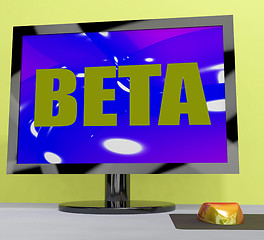 Image showing Beta On Monitor Shows Testing Software Or Development