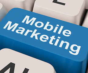 Image showing Mobile Marketing Key Shows Online Sales And Promotion