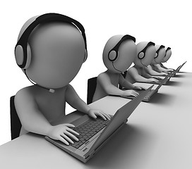 Image showing Helpdesk Hotline Operators Show Call Center