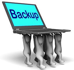 Image showing Backup Character Laptop Shows Archive Back Up And Storing