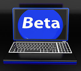 Image showing Beta On Laptop Shows Online Demo Software Or Development