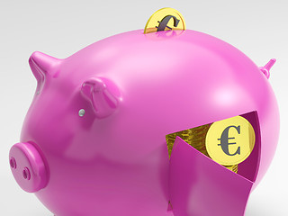 Image showing Euro In Piggy Shows Currency And Investment