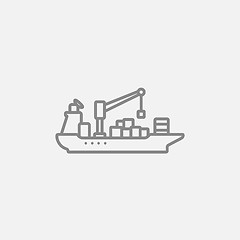 Image showing Cargo container ship line icon.