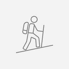 Image showing Tourist backpacker line icon.