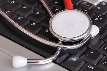 Image showing Stethoscope on Keyboard