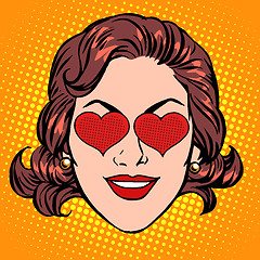 Image showing Retro Emoji love heart woman face