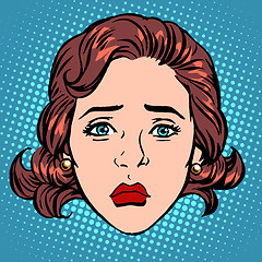 Image showing Retro Emoji sadness woman face