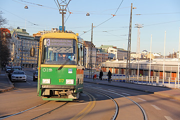 Image showing Green Helsinki Tram 