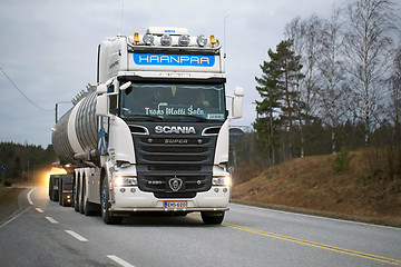 Image showing White Scania R620 Tank Truck on Highway