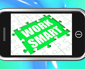 Image showing Work Smart Tablet Shows Worker Enhancing Productivity