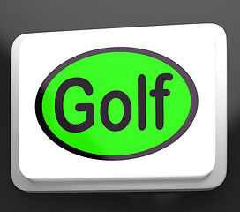 Image showing Golf Button Means Golfer Club Or Golfing